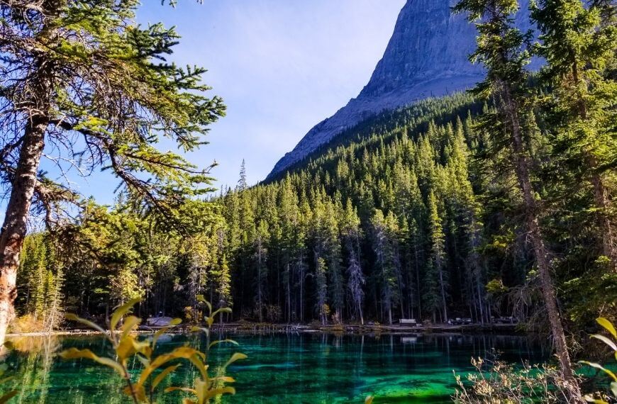 one of the two grassi lakes in the canmore area you can walk to