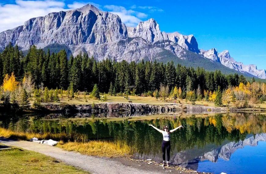 me by river edge on quarry lake in canmore