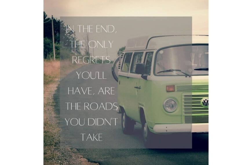 decorative quote image of a camper van