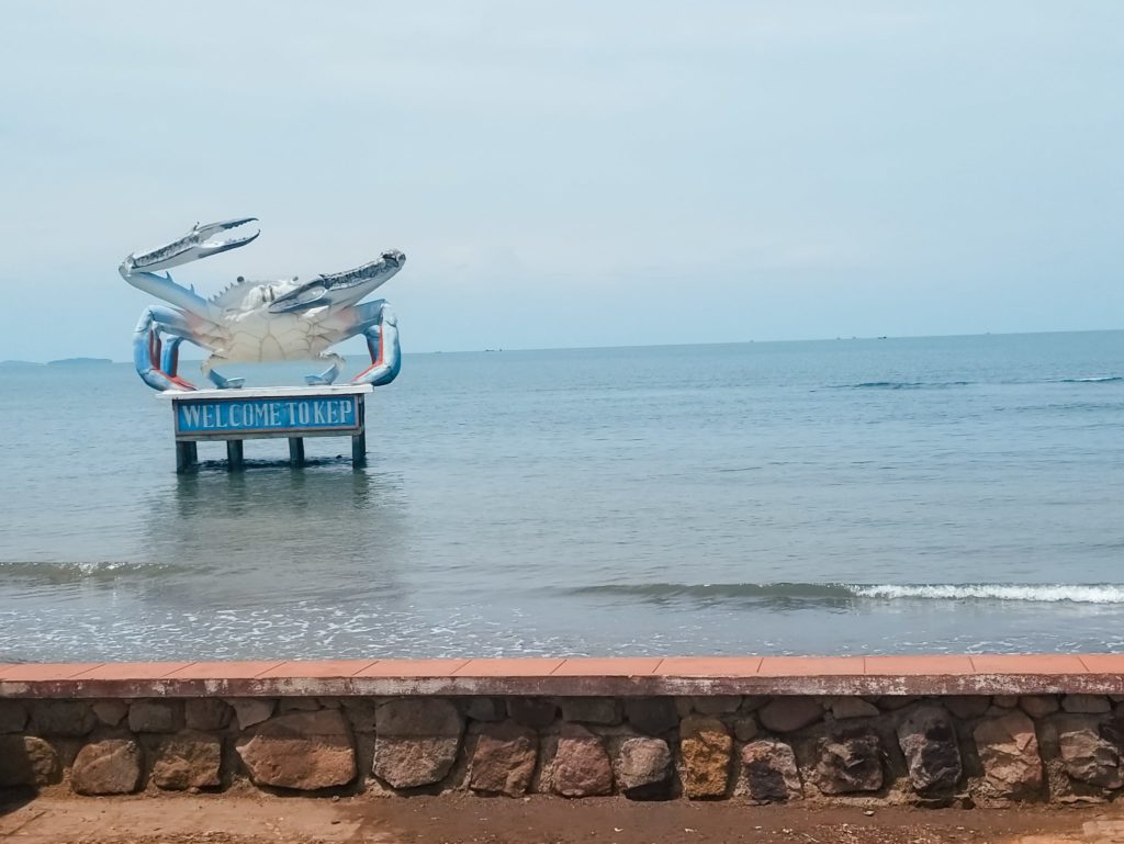 sign on the beach in kep