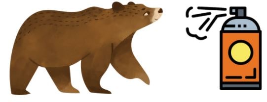 cartoon of a bear and bear spray