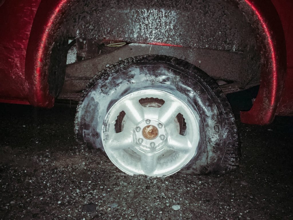 broken tyre - second one of our tofino trip