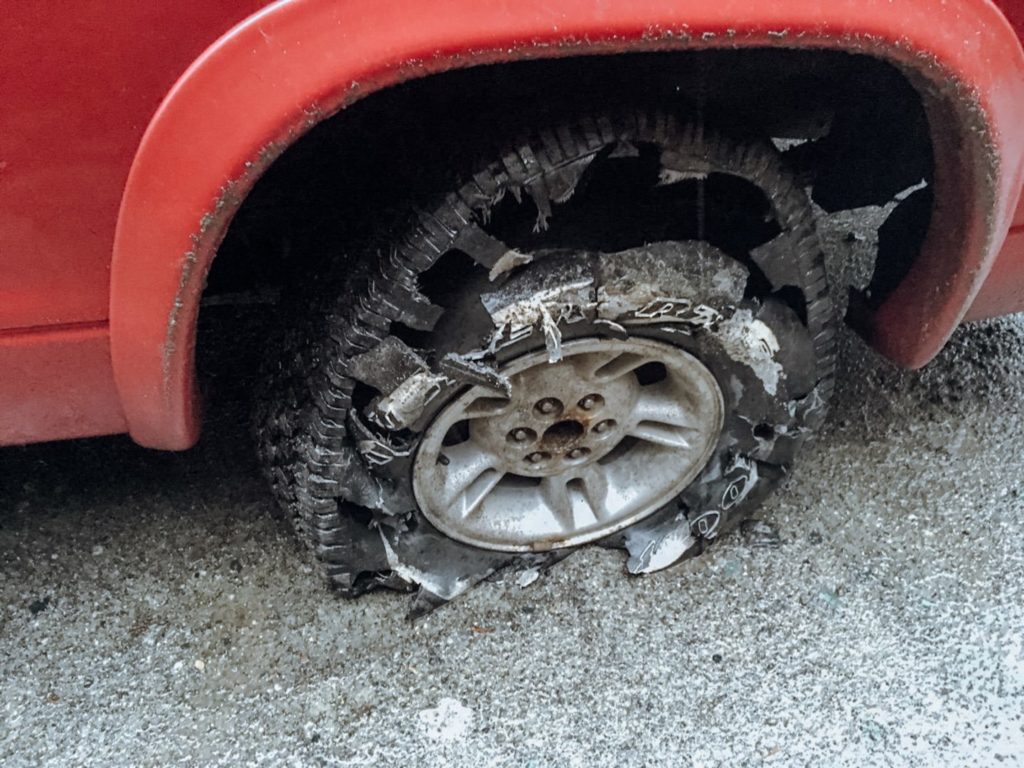 blown tyre on vancouver island
