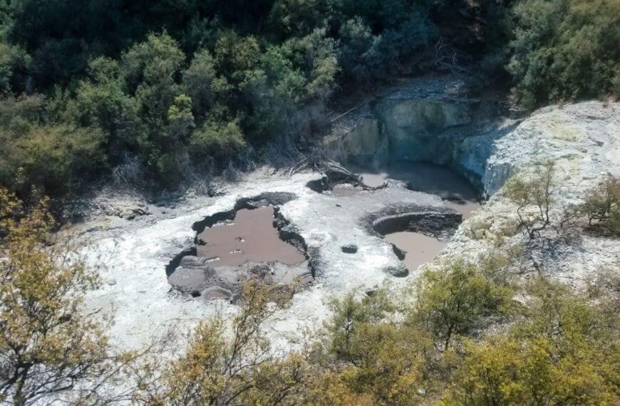 3 mudpools at the geothermal volcanic park