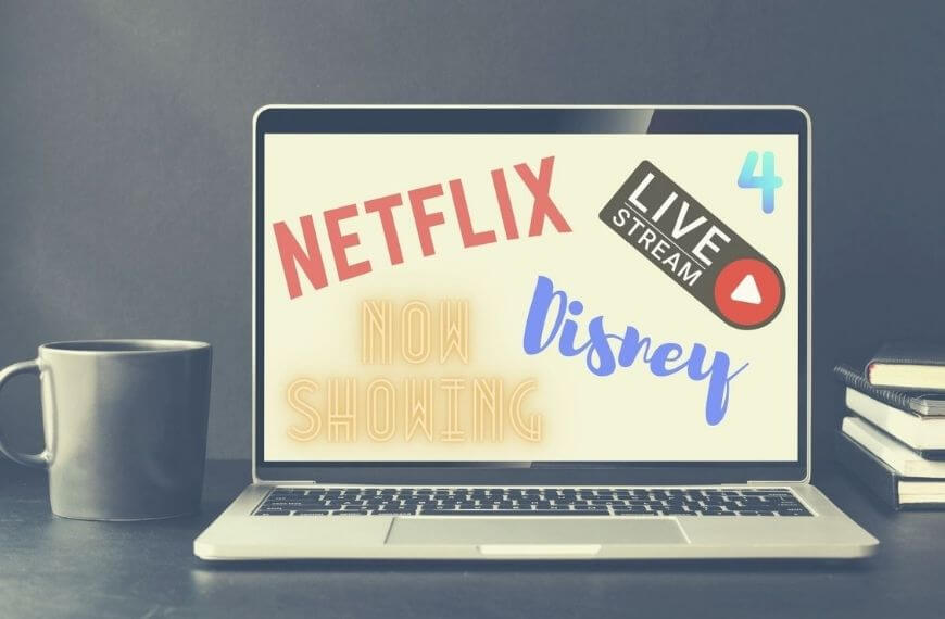 laptop with multiple tv streaming platforms 