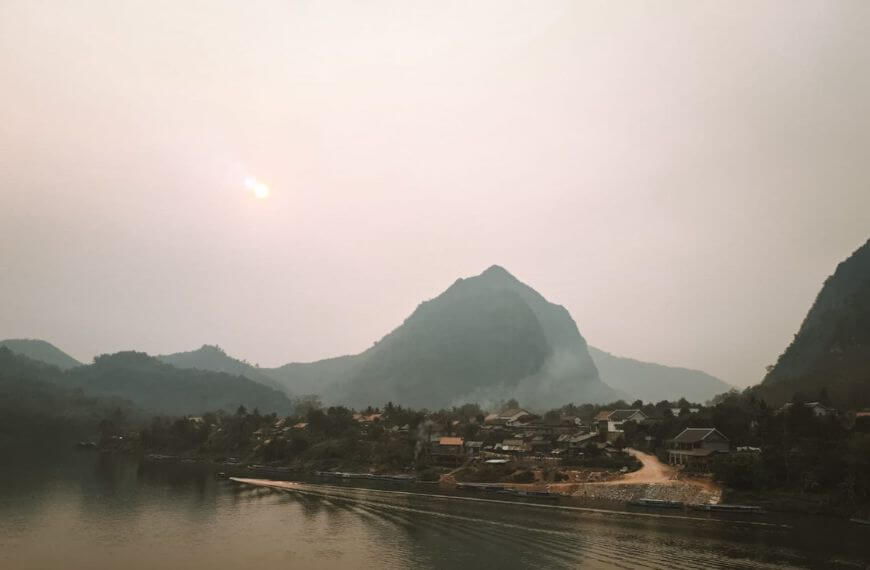 nong khiaw river a quiet village on a common backpackers route for southeast asia