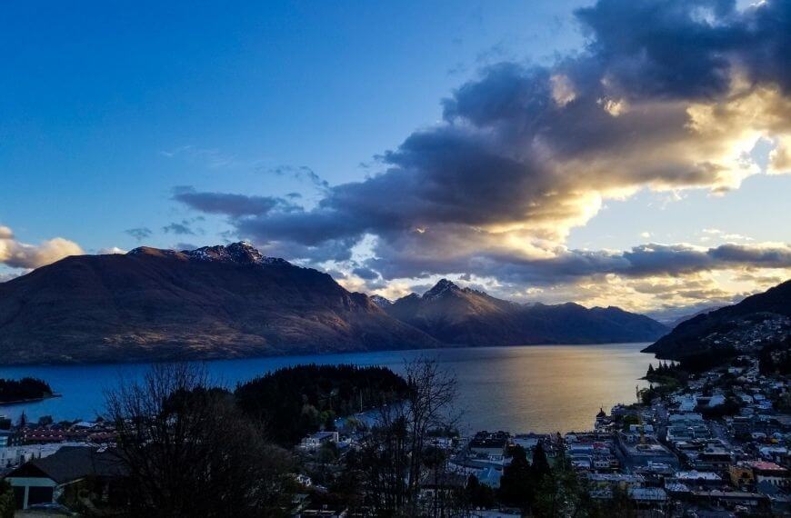 sunset over queenstown