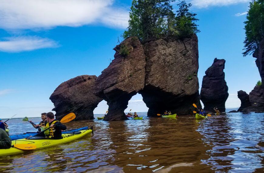 kayaking at high tide by the famous hopewell rocks