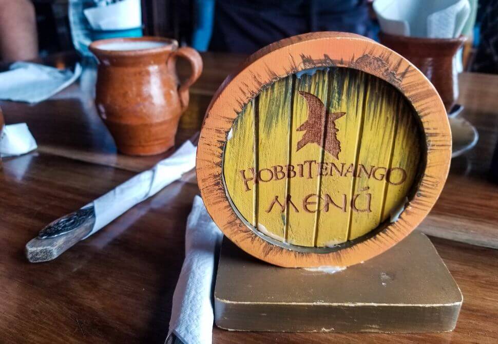 Menu and table decorations in the restaurant
