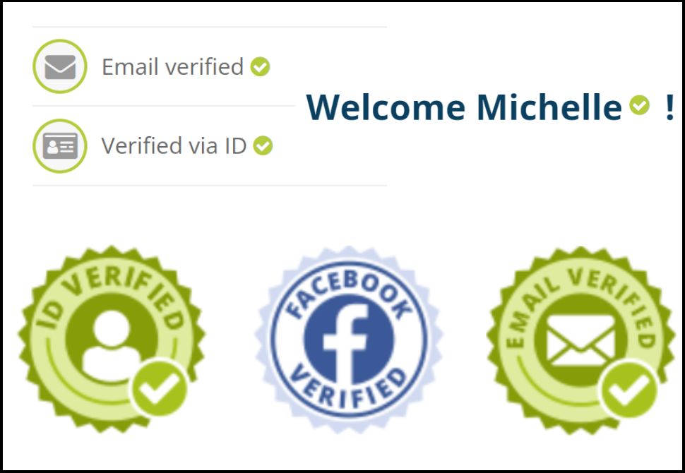 a collection of virtual badges and ticks showing what ways you have been verified and proven to be safe on the workaway website