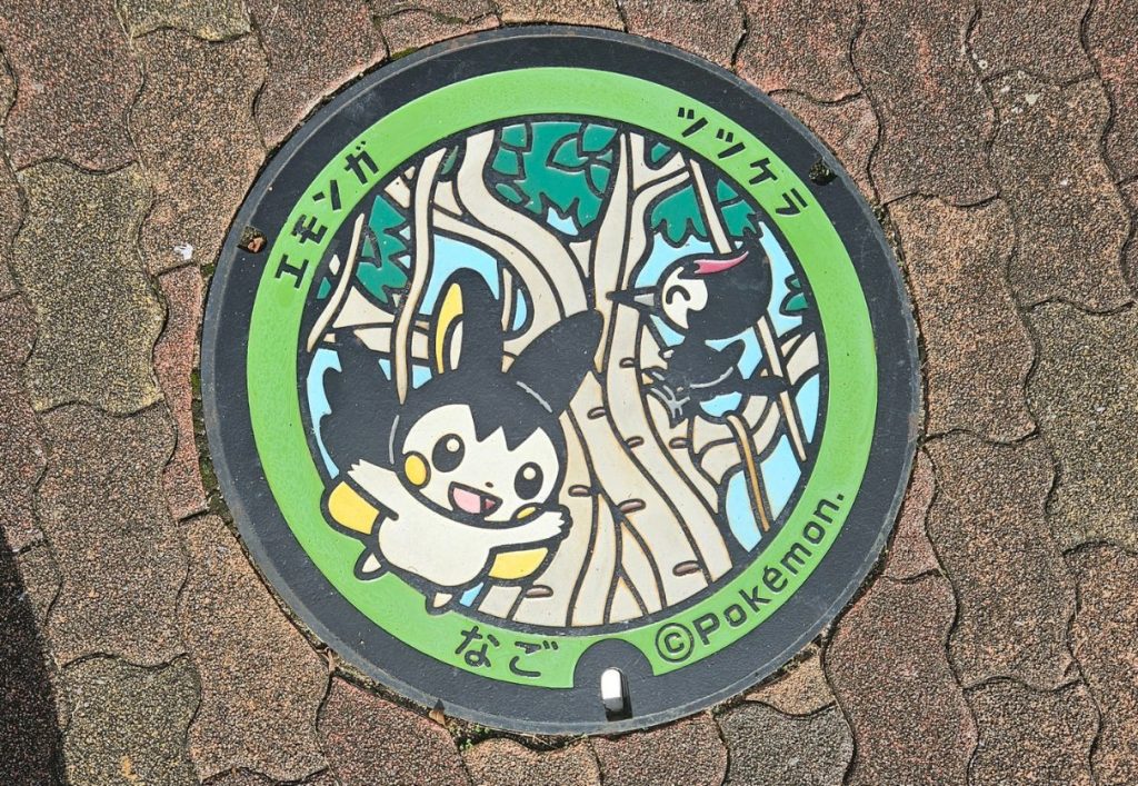 Pokemon Pokelid manholes in Okinawa Japan
